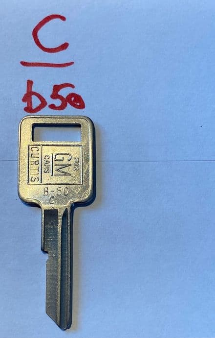 1968-1985 KEY C , B50 Corvette C3 -C4 Single Sided Square-Head Key Ignition (& door 68-70)