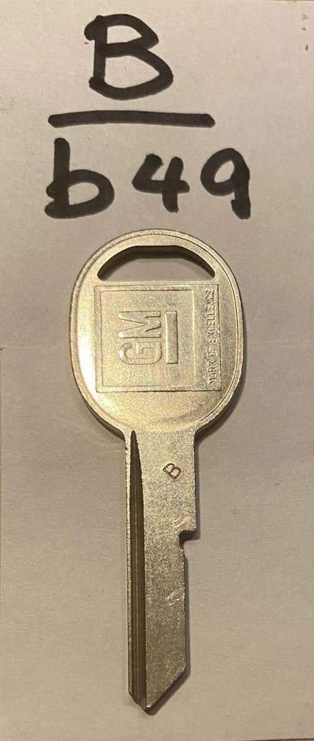 1968-1996 KEY B , B49 Corvette C3 - C4 Single Sided Oval Head Door Key