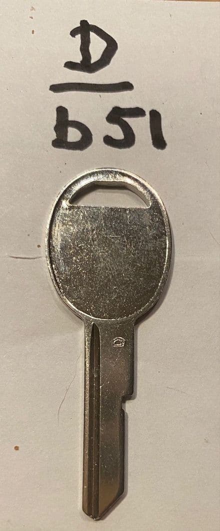 1968-1996 KEY D , B51 Corvette C3 - C4 Single Sided Oval Head Door Key