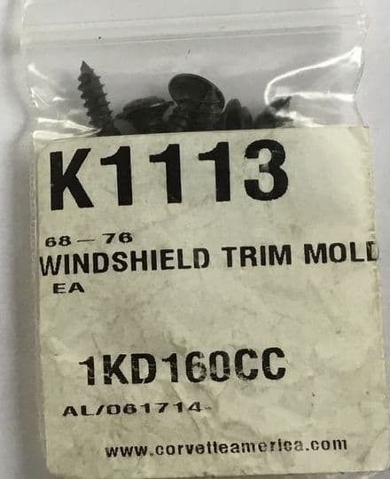 1968-76 C3 Corvette, Windshield trim moulding 6 piece SCREW SET CA-K1113 NEW
