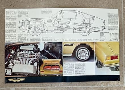 1969-1989 ASTON MARTIN Motor Car Literature colour 8-page fold-out brochure used