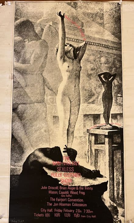 1969 Original JULIE DRISCOLL & BRIAN AUGER TRINITY City Hall Newcastle Poster 20"x 30" 51x76cm