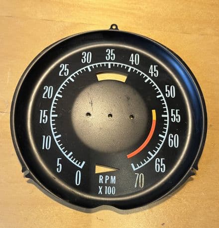 1971 C3 Corvette, LS5 454 code LC Tachometer 5600 Redline FACEPLATE