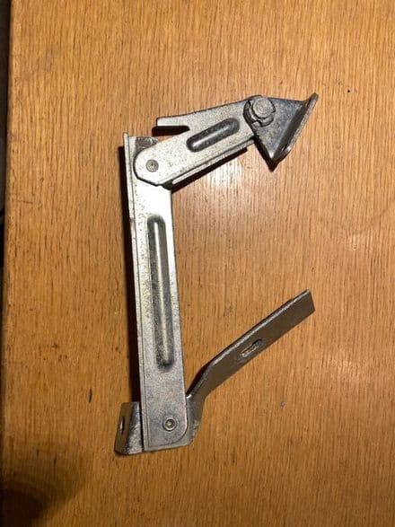 1973-1976 gm 3996865 used " oval-hole " STRUT SUPPORT STAY hood bonnet zinc plated