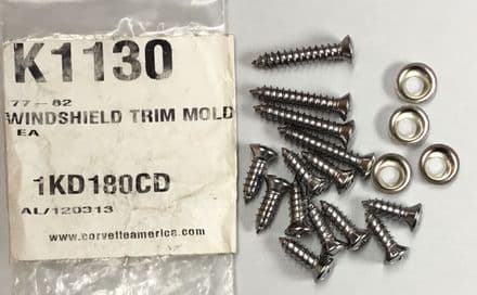 1977 - 1982 C3 Corvette, Windshield trim moulding SCREW SET CA-K1130 NEW