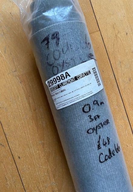 1979 Oyster CARPET YARDAGE Grey . about 3' length of 3'3" roll