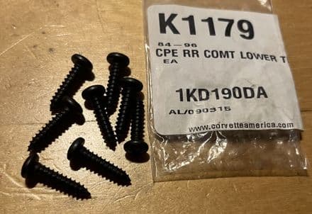 1984-1996 C4 Corvette Coupe, SET K1179 Rear Compartment trim Screws new