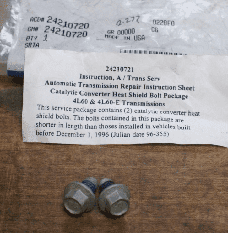1984-96 Catalytic Converter Heat Shield Replacement Bolts,GM 24210720/24210721,New