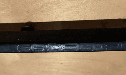 1984 C4 Corvette, GM14043095 front LH beltline trim CROSSFIRE Moulding Molding Worn Used