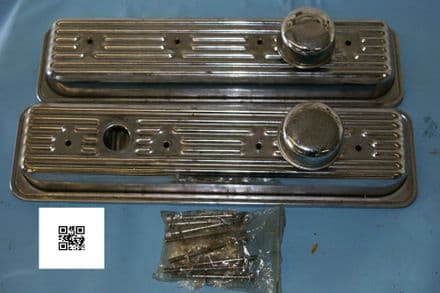1986-1996 Corvette C4 SBC Centre Fix, Chrome Valve Covers, Used Fair
