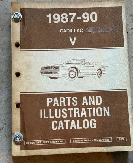 1987- 1990 Cadillac Parts & Illustration Catalog - rare history source .USED