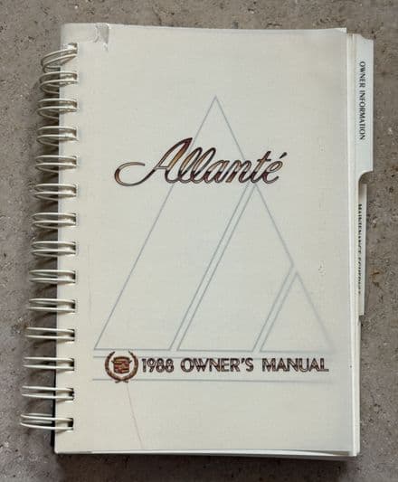 1988 Cadillac Allante spiral bound OWNER'S Manual - GM 1643427 H-2520 USED