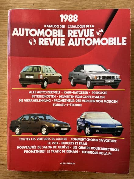 1988 Hallwag AG Automobil Revue Automobile # 83 German- French World Car Catalogue & Specs