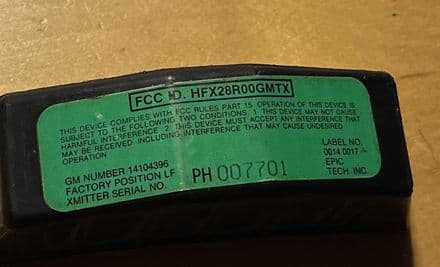 1989-96 UJ6 GM 14104396 Tyre Pressure Sensor GREEN front left