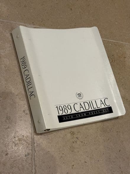 1989 Cadillac Full Range Media Pack embossed 3-ring binder inc 35mm slides & 10x8 Color + B&Ws