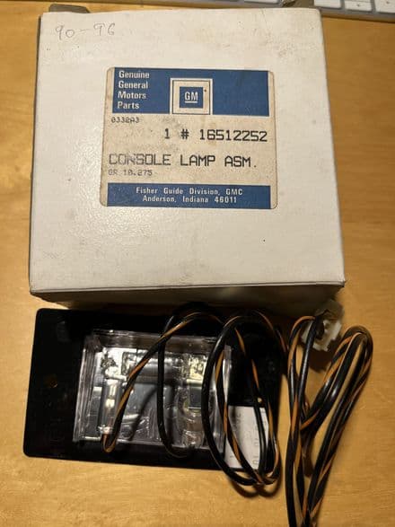 1990 - 1996 C4 Corvette, center console LID LAMP ,GM 16512252  NOS switch  HG switch & festoon bulb