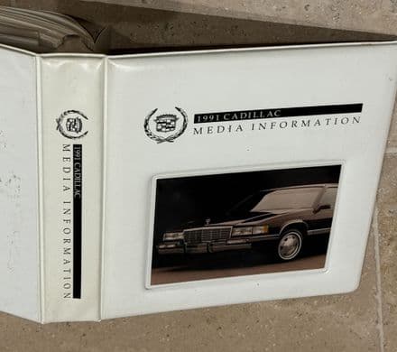 1991 Cadillac Full Range Media Pack heavy embossed 3-ring binder inc 35mm slides & 10x8 B&Ws