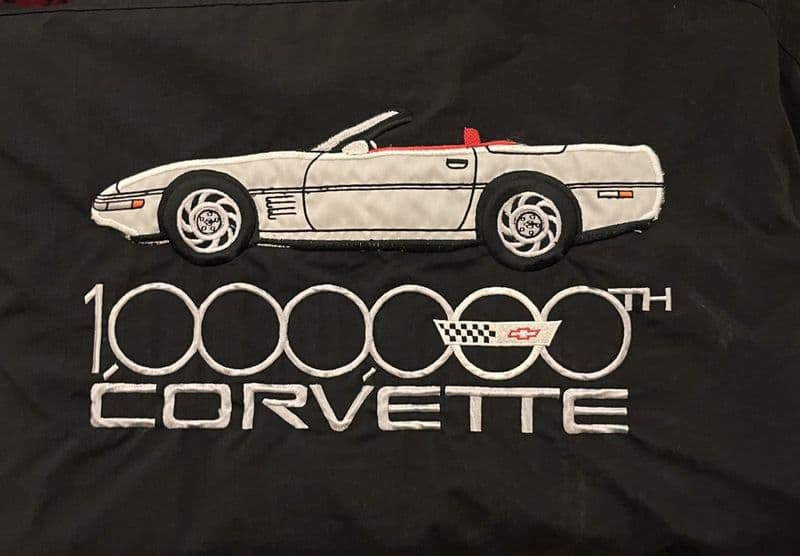 1992 C4  Corvette '1,000,000th' Embroidered  Black Jacket .Very Large USA XL ,like UK  XXXL. new