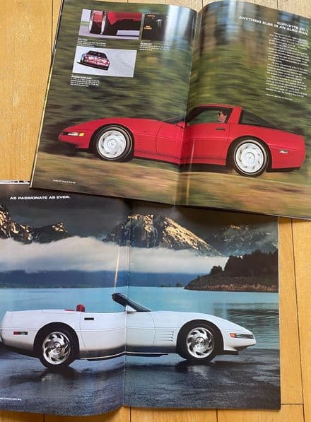 1993 C4 Corvette 48-pages + 2 gatefold Ruby Sales Brochure in original Silver envelope