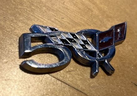 1993 C4 Corvette 50th Emblem, die cast 2.25". mini-EMBLEM used