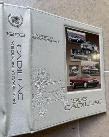 1993 Cadillac 90th Full Media Pack heavy embossed 3-ring binder inc 35mm slides & 10x8 B&Ws