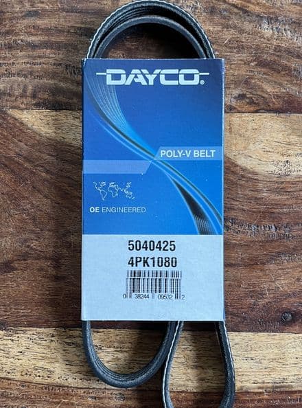 1997-04 C5 Corvette, AC compressor 4-rib BELT Dayco 5040425 4PK1080 serpentine