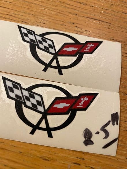 1997-04 PAIR of 4 2.5 " 6 cm C5 X-flag adhesive emblems New