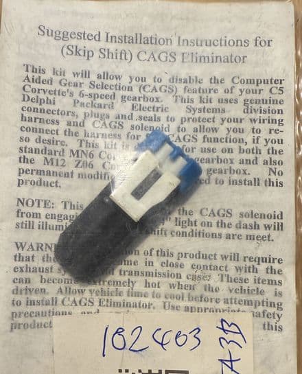 1997-2004 Corvette C5  6 -Speed Manual, CAGS ELIMINATOR  disconnect PLUG KIT New