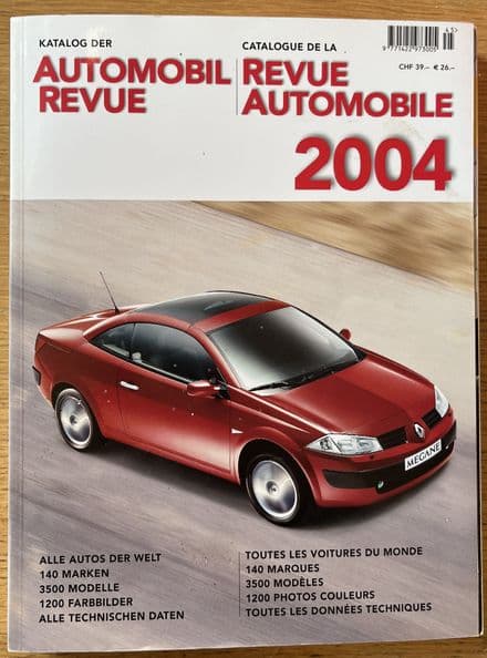 2004 Hallwag AG Automobil Revue Automobile # 99 German- French World Car Catalogue & Specs