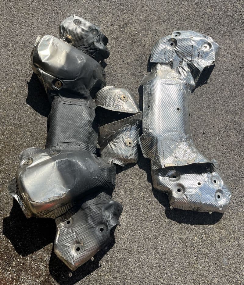 2022-25, Corvette C8 ,GM SET of rear EXHAUST & CAT  reflective metal INSULATION  USED