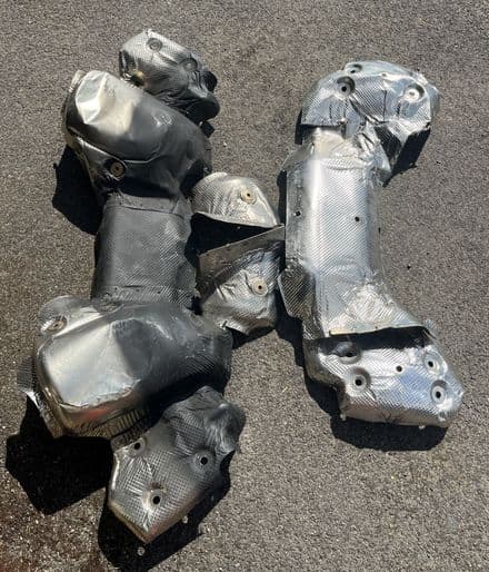 2022-25, Corvette C8 ,GM SET of rear EXHAUST & CAT reflective metal INSULATION USED