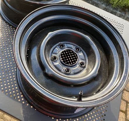 Chevy Steel Wheel, Black,15"x 7" with 4" Backspace used