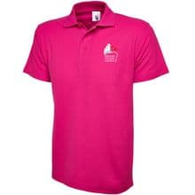 BTS Embroidered Pique Polo Shirt in Hot Pink