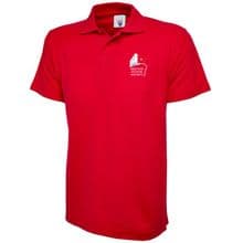 BTS Embroidered Pique Polo Shirt in Red