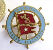 Original Cunard White Star RMS Queen Elizabeth Pin Badge (Light Blue)