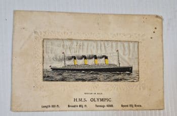 Original HMS Olympic, silk postcard !