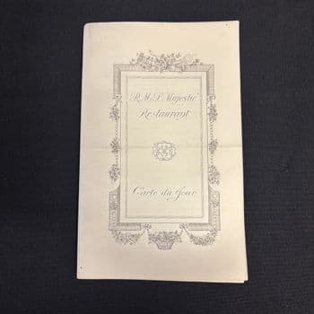 RMS MAJESTIC  A LA CARTE DINNER MENU  FEBRUARY 13TH