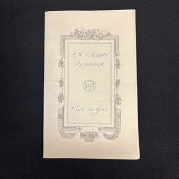 RMS MAJESTIC  A LA CARTE DINNER MENU  MARCH 15TH  1930