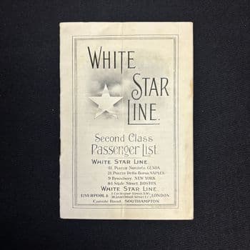 RMS OLYMPIC  2nd Class Passenger List