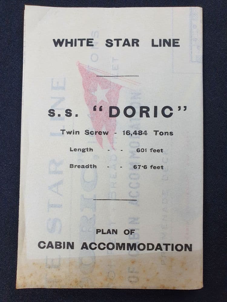 SS Doric Cabin Accommodation Plan