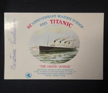 Titanic 1st Day Cover Signed by Survivor Beatrice Sandström