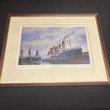 Titanic at Southampton, H Crossley, signed by Commodore Ron Warwick