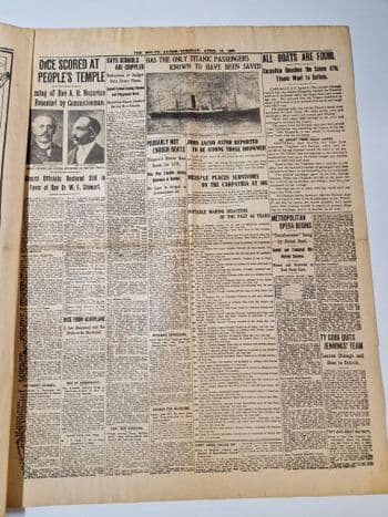 Titanic Disaster Newspaper dated 16th April 1912 repro