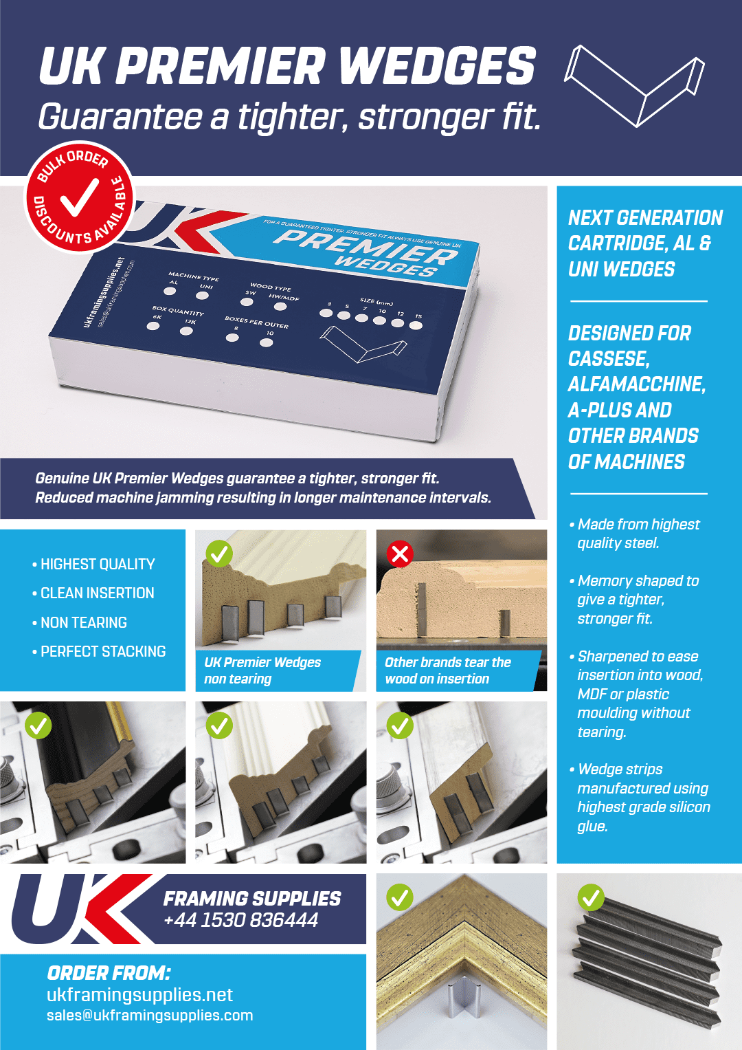 Cassese Cartridge Wedges x 40 11,000 per box UK Framing Supplies