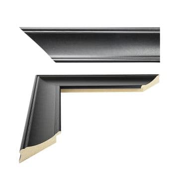Shaped Black Matte MDF Moulding: 57mm x 23mm - 4 x ONE METRE Lengths