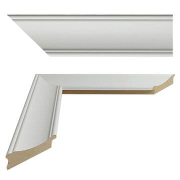 Shaped White MDF Moulding: 57mm x 23mm - 4 x ONE METRE Lengths