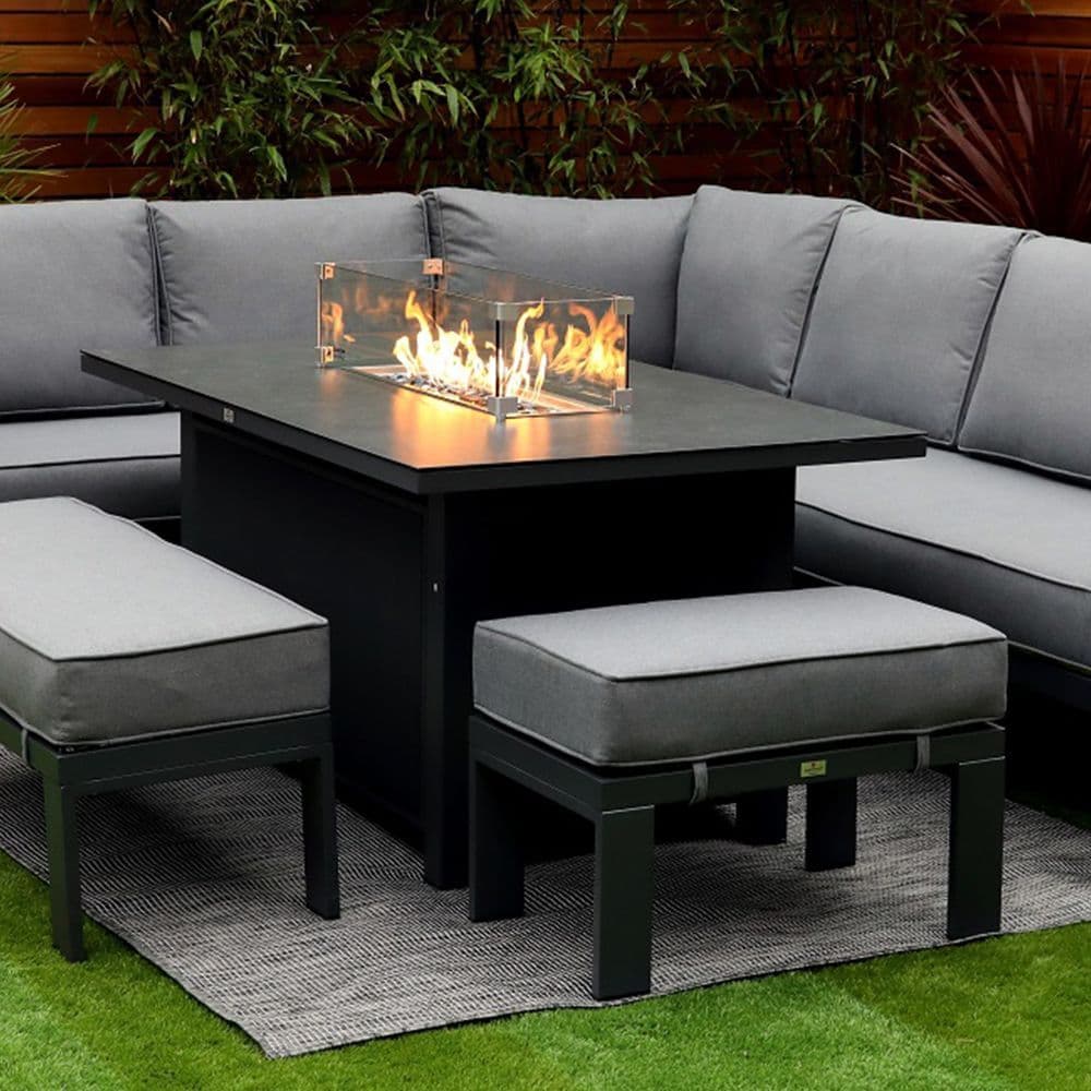 Algrave Corner Sofa Set Modular With Rectangular Fire Pit Dining Table