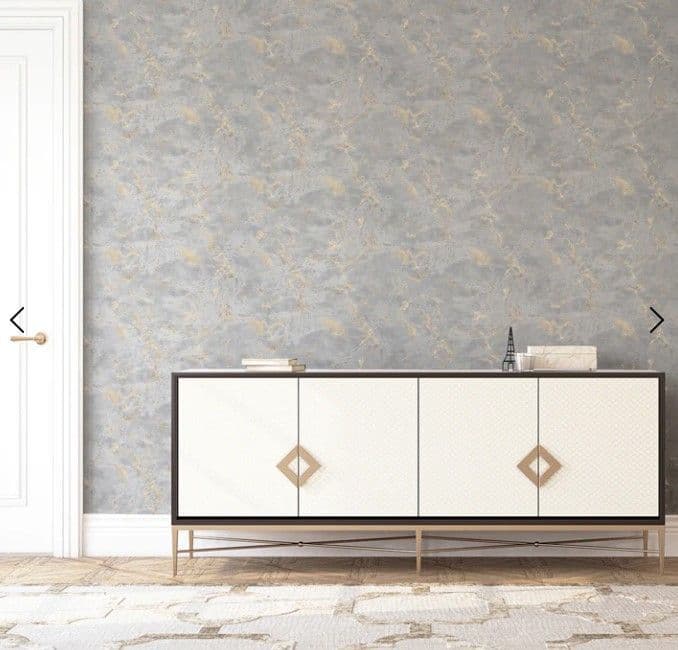 ARTHOUSE MARBLE PLASTER GREY/GOLD METALLIC WALLPAPER 924901