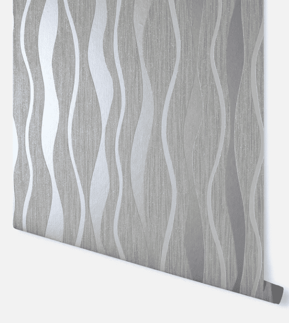 ARTHOUSE METALLIC WAVE WALLPAPER SILVER GREY GLITTER 292801
