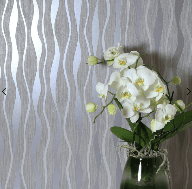 ARTHOUSE METALLIC WAVE WALLPAPER SILVER GREY GLITTER 292801